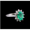 Image 1 : 2.30 ctw Emerald and Diamond Ring - 14KT White Gold