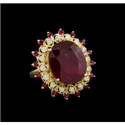 24.22 ctw Ruby and Diamond Ring - 14KT Yellow Gold