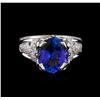 Image 2 : 3.98 ctw Tanzanite and Diamond Ring - 18KT White Gold