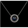 Image 1 : 0.25 ctw Diamond Evil Eye Necklace - 14KT White Gold