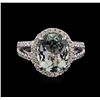 Image 2 : 3.71 ctw Aquamarine and Diamond Ring - 14KT White Gold