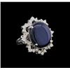 Image 1 : 19.53 ctw Blue Star Sapphire and Diamond Ring - 14KT White Gold