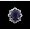 Image 2 : 19.53 ctw Blue Star Sapphire and Diamond Ring - 14KT White Gold