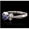 Image 1 : 14KT White Gold 0.78 ctw Tanzanite and Diamond Ring