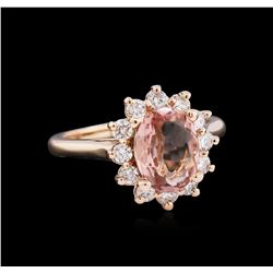 1.72 ctw Pink Tourmaline and Diamond Ring - 14KT Rose Gold