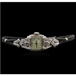 Ladies Hamilton 14KT White Gold Diamond Vintage Wristwatch