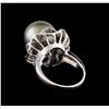 Image 3 : Pearl and Diamond Ring - 14KT White Gold