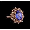 Image 1 : 5.20 ctw Tanzanite and Diamond Ring - 14KT Rose Gold