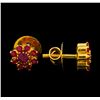 Image 3 : 4.00 ctw Ruby Earrings - 22KT Yellow Gold