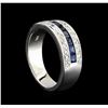 Image 4 : 0.70 ctw Sapphire and Diamond Ring - 14KT White Gold