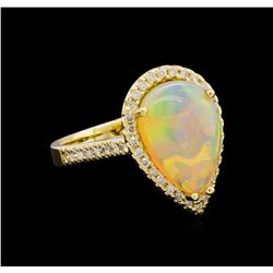 3.17 ctw Opal and Diamond Ring - 14KT Yellow Gold