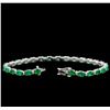 Image 3 : 8.83 ctw Emerald and Diamond Bracelet - 14KT White Gold