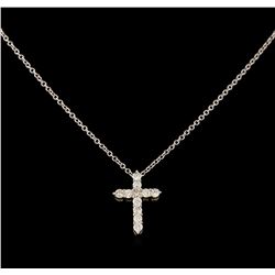 0.25 ctw Diamond Cross Necklace - 14KT White Gold