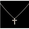 Image 1 : 0.25 ctw Diamond Cross Necklace - 14KT White Gold
