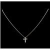 Image 2 : 0.25 ctw Diamond Cross Necklace - 14KT White Gold