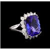 Image 1 : 14KT White Gold 13.13 ctw GIA Certified Tanzanite and Diamond Ring