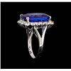 Image 4 : 14KT White Gold 13.13 ctw GIA Certified Tanzanite and Diamond Ring