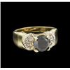 Image 1 : 14KT Yellow Gold 1.70 ctw Black & White Diamond Ring