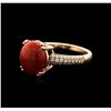 Image 2 : 14KT Rose Gold 4.70 ctw Coral and Diamond Ring