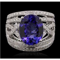 14KT White Gold 5.56 ctw Tanzanite and Diamond Ring