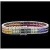 Image 2 : 14.45 ctw Multi Color Sapphire and Diamond Bracelet - 14KT White Gold