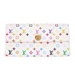 Louis Vuitton White Leather Multi Color Monogram Wallet