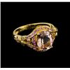 Image 1 : 2.79 ctw Morganite, Sapphire and Diamond Ring - 14KT Yellow Gold