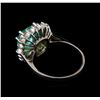 Image 3 : 3.66 ctw Emerald and Diamond Ring - 14KT White Gold