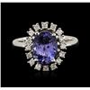 Image 2 : 14KT White Gold 2.16 ctw Tanzanite and Diamond Ring