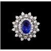 Image 2 : 3.88 ctw Tanzanite and Diamond Ring - 14KT White Gold