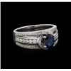 Image 1 : 1.21 ctw Sapphire and Diamond Ring - 18KT White Gold
