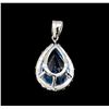Image 2 : 10.00 ctw Blue Topaz and Diamond Pendant - 14KT White Gold