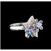 Image 1 : 14KT White Gold 0.40 ctw Amethyst, Topaz and Diamond Ring