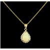 Image 1 : 2.15 ctw Opal and Diamond Pendant - 14KT Yellow Gold