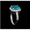 Image 4 : 3.04 ctw Apatite and Diamond Ring - 14KT White Gold