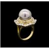 Image 4 : Pearl and Diamond Ring - 14KT Yellow Gold