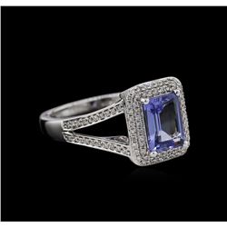 1.49 ctw Tanzanite and Diamond Ring - 14KT White Gold