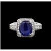 Image 2 : GIA Cert 6.48 ctw Sapphire and Diamond Ring - 14KT White Gold