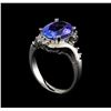 Image 4 : 3.73 ctw Tanzanite and Diamond Ring - 14KT White Gold