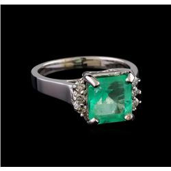 3.36 ctw Emerald and Diamond Ring - 14KT White Gold