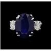 Image 2 : 10.42 ctw Sapphire and Diamond Ring - 14KT White Gold