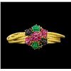 Image 1 : 5.50 ctw Ruby, Emerald and Sapphire Bracelet - 14KT Yellow Gold