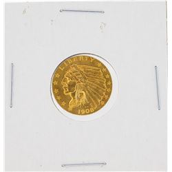 1908 $2.50 AU Indian Head Quarter Eagle Gold Coin
