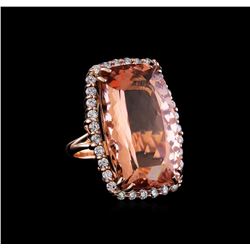 GIA Cert 44.21 ctw Morganite and Diamond Ring - 14KT Rose Gold