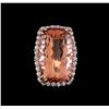 Image 2 : GIA Cert 44.21 ctw Morganite and Diamond Ring - 14KT Rose Gold