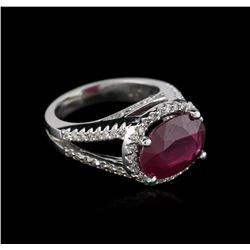 14KT White Gold 5.85 ctw Ruby and Diamond Ring