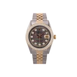 Rolex Two-Tone MOP String Diamond Dial DateJust Men's Watch
