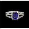 Image 2 : 1.53 ctw Tanzanite and Diamond Ring - 14KT White Gold