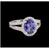 Image 1 : 1.66 ctw Tanzanite and Diamond Ring - 14KT White Gold