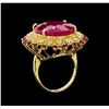 Image 4 : 31.75 ctw Ruby and Diamond Ring - 14KT Yellow Gold